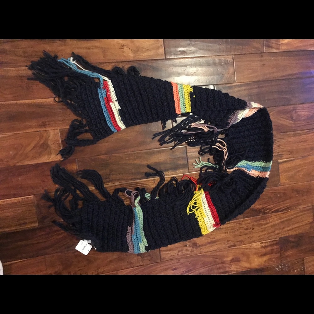 NWT Free People Rugby Rainbow Fringed Scarf - Picture 5 of 8